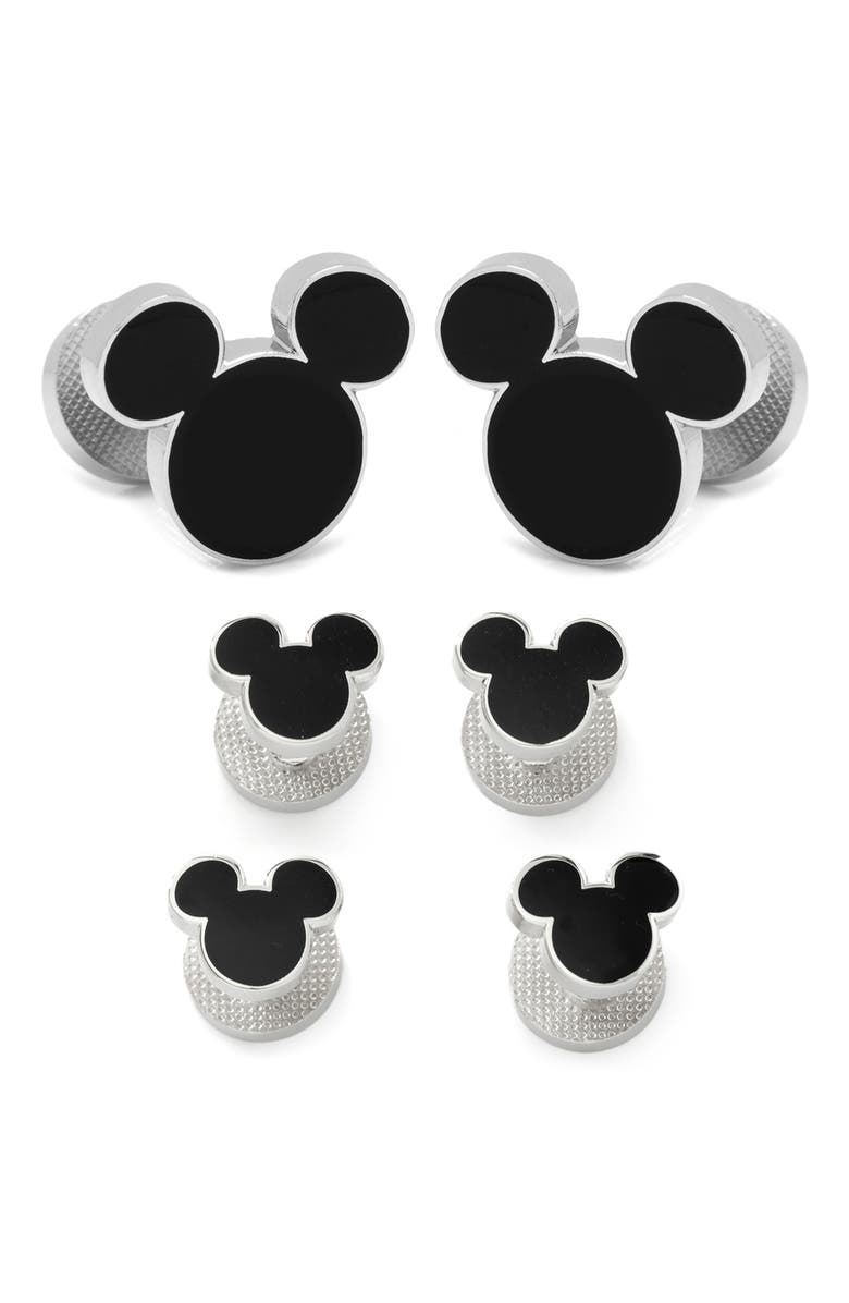 Cufflinks, Inc. x Disney<sup>®</sup> Mickey Mouse Cuff Link & Stud Set, Main, color, Black