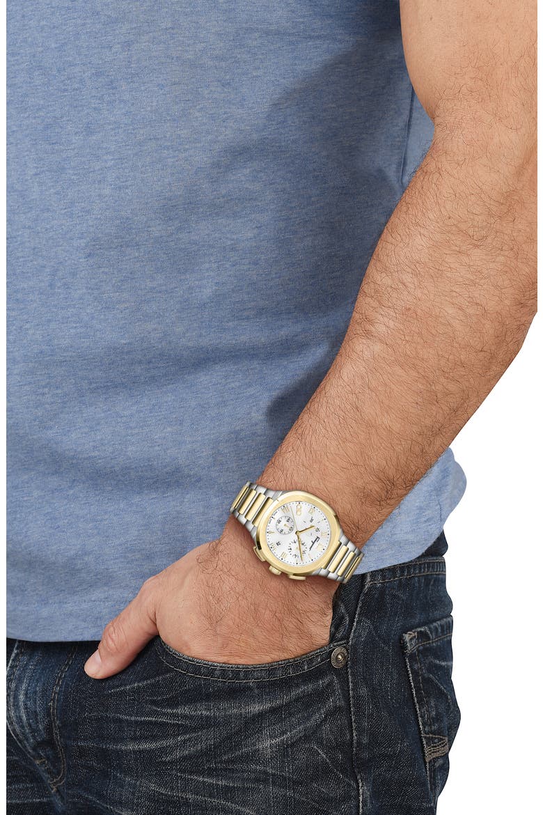 Elliptical Two-Tone Bracelet Strap Chronograph Watch, 38mm, Alternate, color, TTE