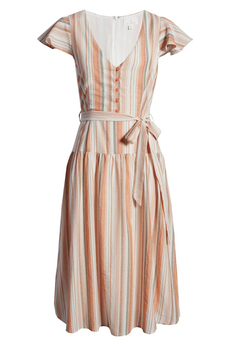 City to Country Stripe Midi Dress, Alternate, color, ORANGE STRIPE