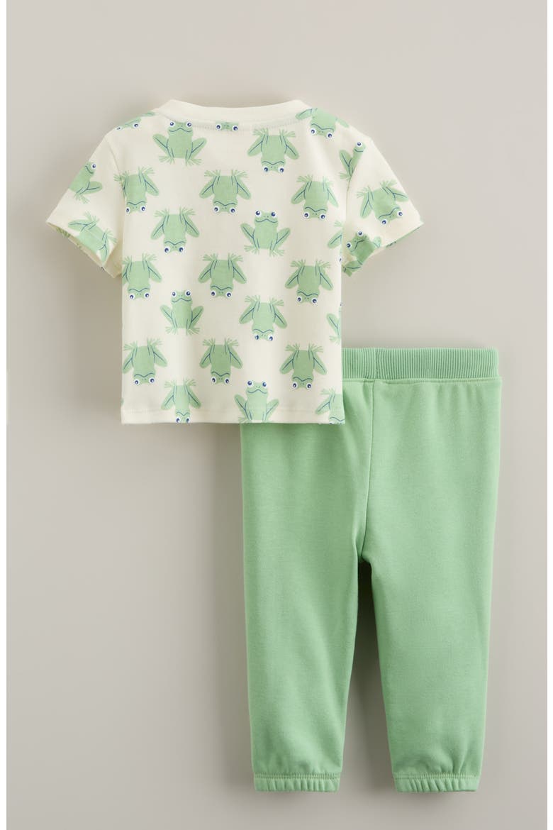 Frog Print T-Shirt & Joggers Set, Alternate, color, IVORY HOPPY FROGS- BLUE