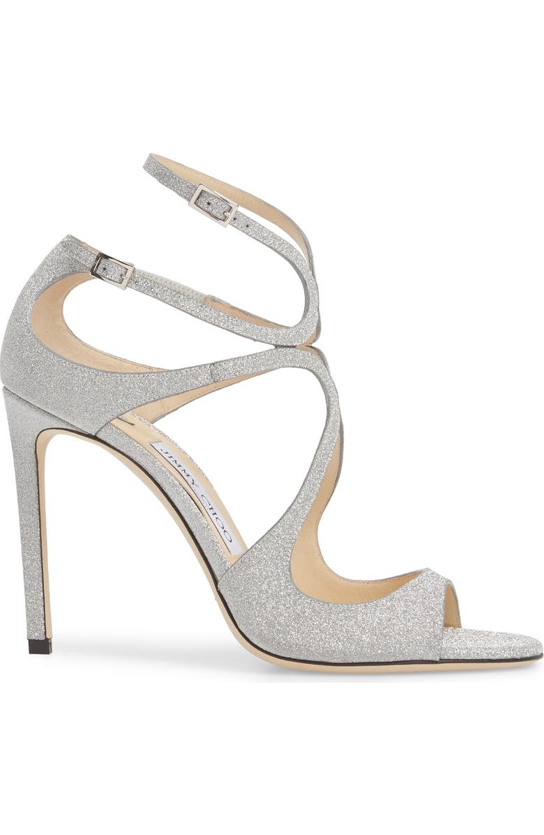 Jimmy Choo Lang Glitter Leather Sandal, Alternate, color,