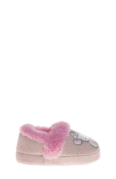Kids' Hello Kitty® Faux Fur Trim Slipper (Walker & Toddler)
