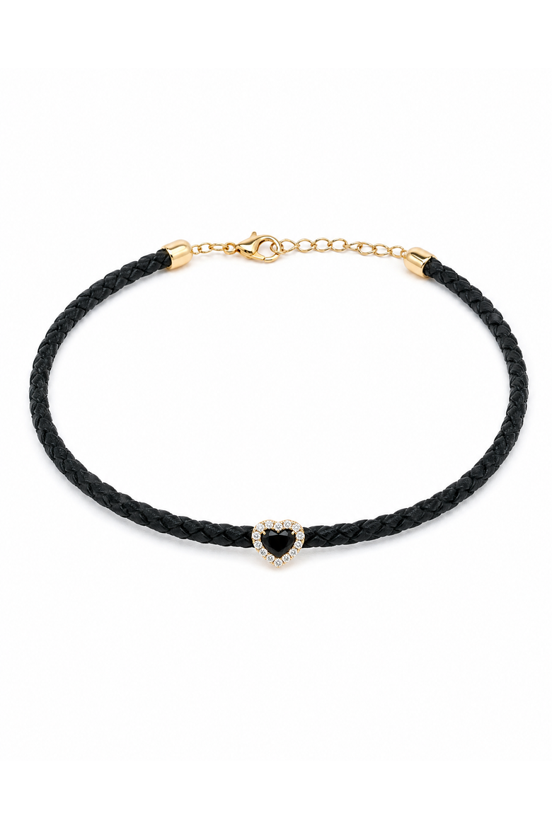 Diamond Heart Rope Chain Choker 14K, Main, color, 14K Gold
