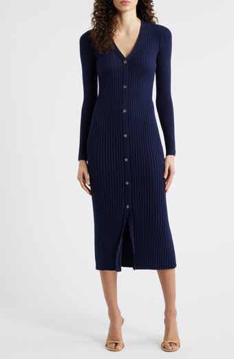 The Monroe Long Sleeve Rib Midi Sweater Dress