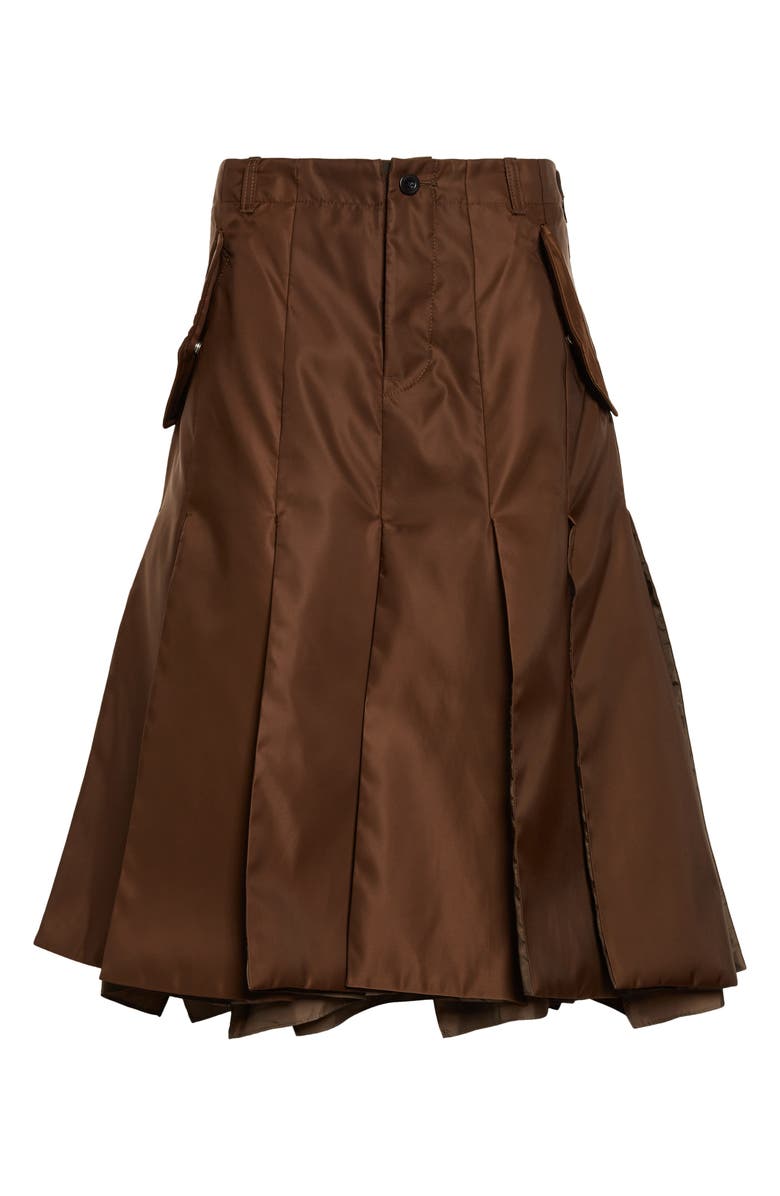 Sacai Nylon Twill Skirt, Main, color, Brown