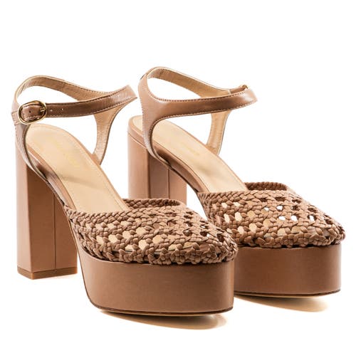 Andrea Gomez Exclusive Beatriz Raffia Platform Sandals In Brown