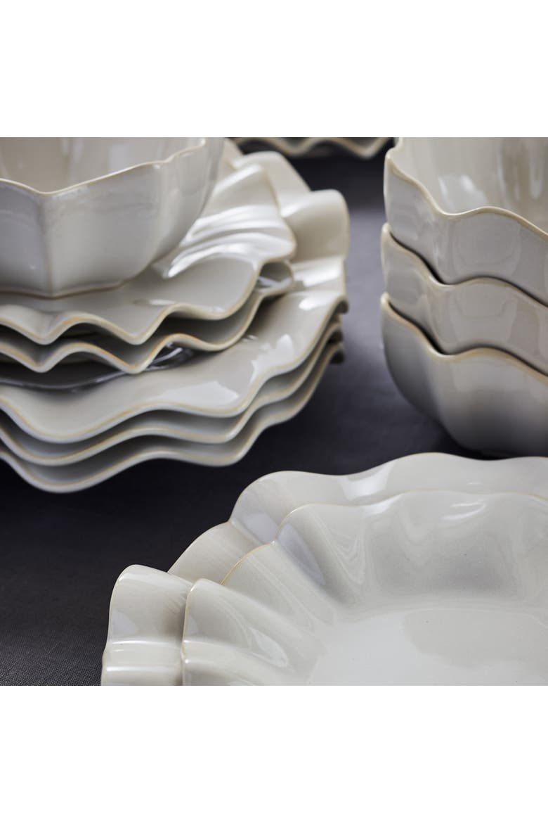 Lotus Stoneware Salad Plate Set of 4, Alternate, color, White
