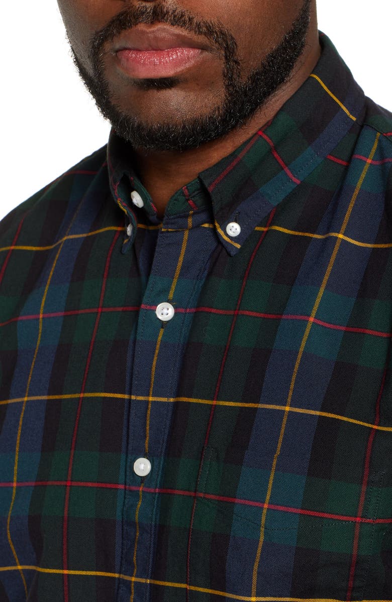 J.Crew Slim Fit Holiday Tartan Pima Cotton Oxford Shirt, Alternate, color, 