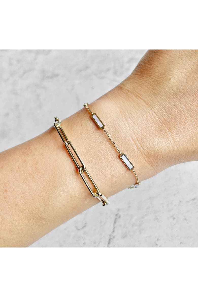 Mother of Pearl Bar Chain Bracelet, Alternate, color, White