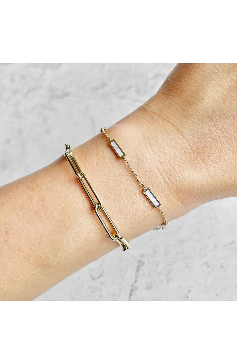 The Lovery Fine Jewelry Mother of Pearl Bar Chain Bracelet, Alternate, color, White