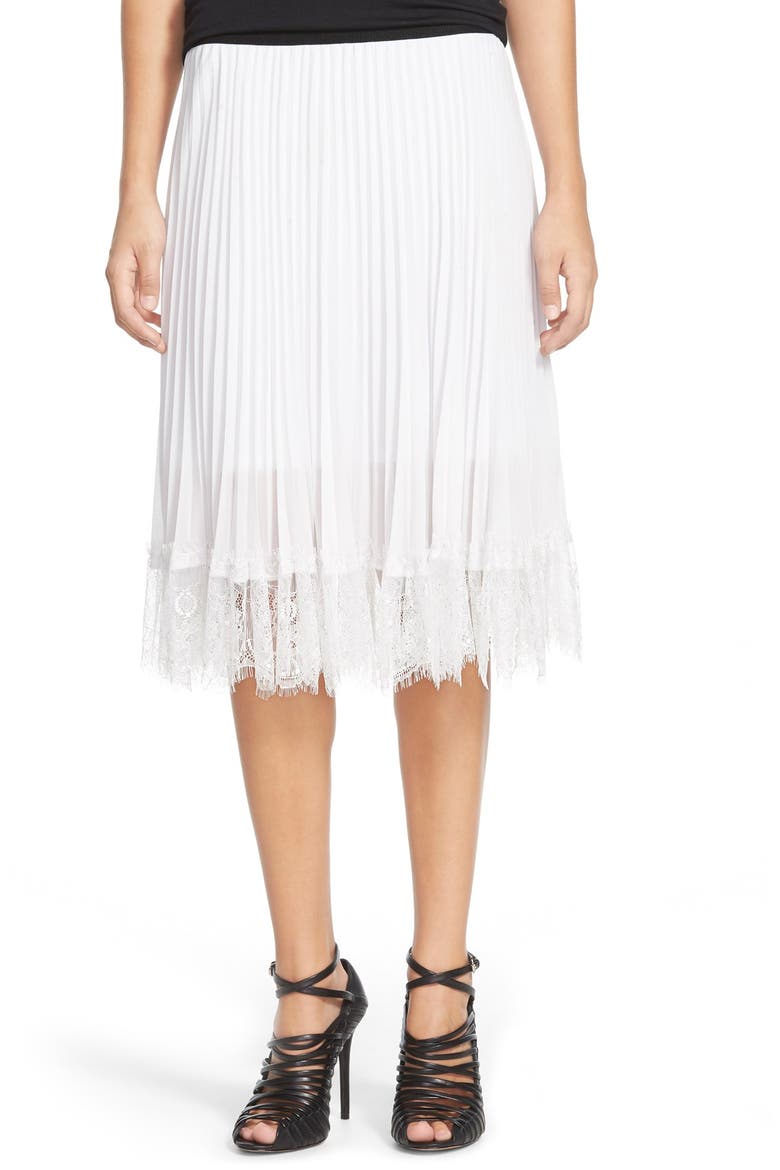 Lace Trim Pleated Skirt, Main, color, GREY FOG