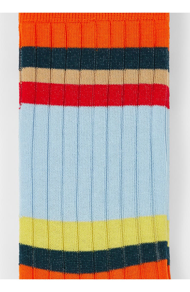 Paul Smith Stripe Rib Cotton Blend Dress Socks, Alternate, color, 16_Orange