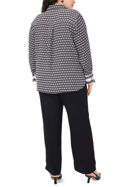 VINCE CAMUTO VINCE CAMUTO CONTRAST ACCENT GEO PRINT BUTTON-UP SHIRT 