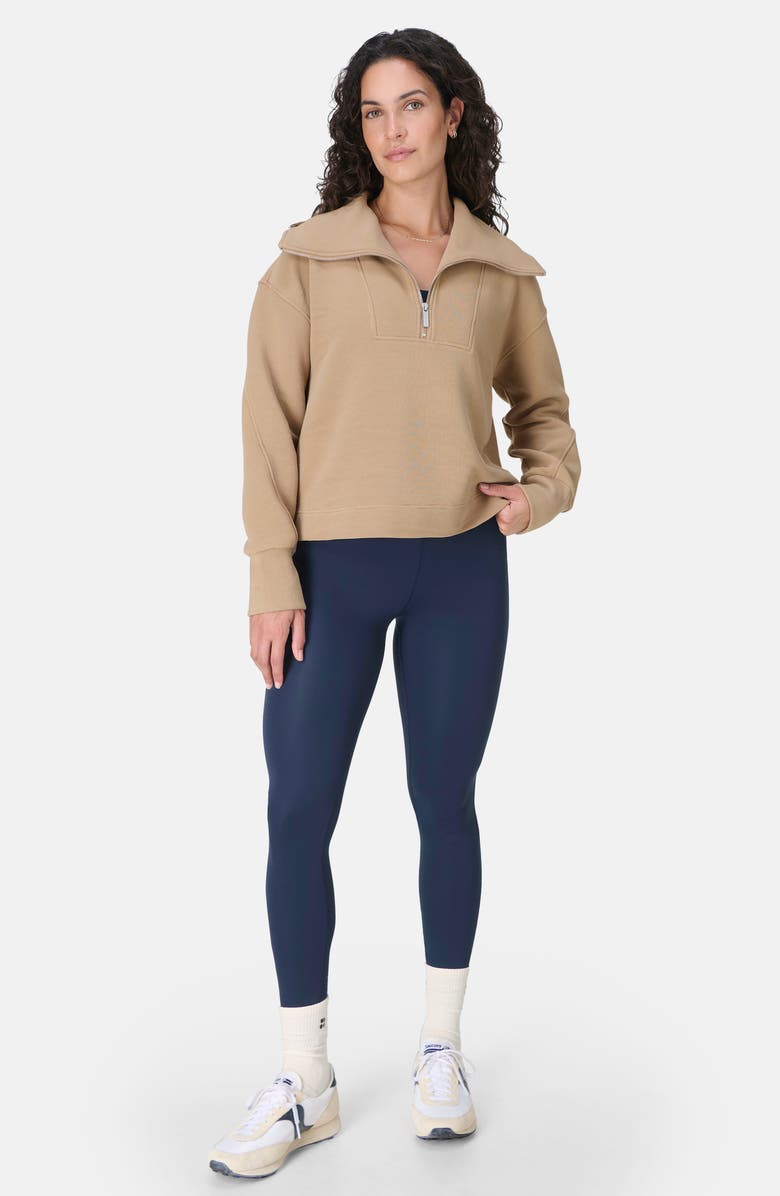 Sweaty Betty Peaceful Rib Half Zip Sweatshirt, Alternate, color, Sepia Brown