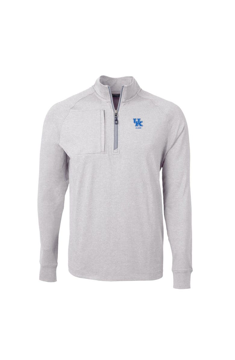 Cutter & Buck Men's Cutter & Buck  Heather Gray Kentucky Wildcats Alumni Logo Adapt Eco Knit Heathered Recycled Quarter-Zip Pullover Top, Alternate, color, 