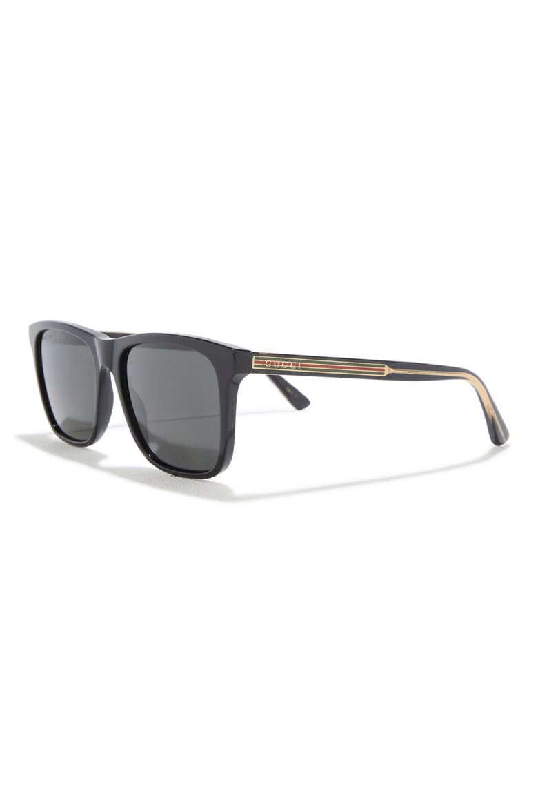 57mm Rectangular Sunglasses, Alternate, color, BLACK BLACK GREY
