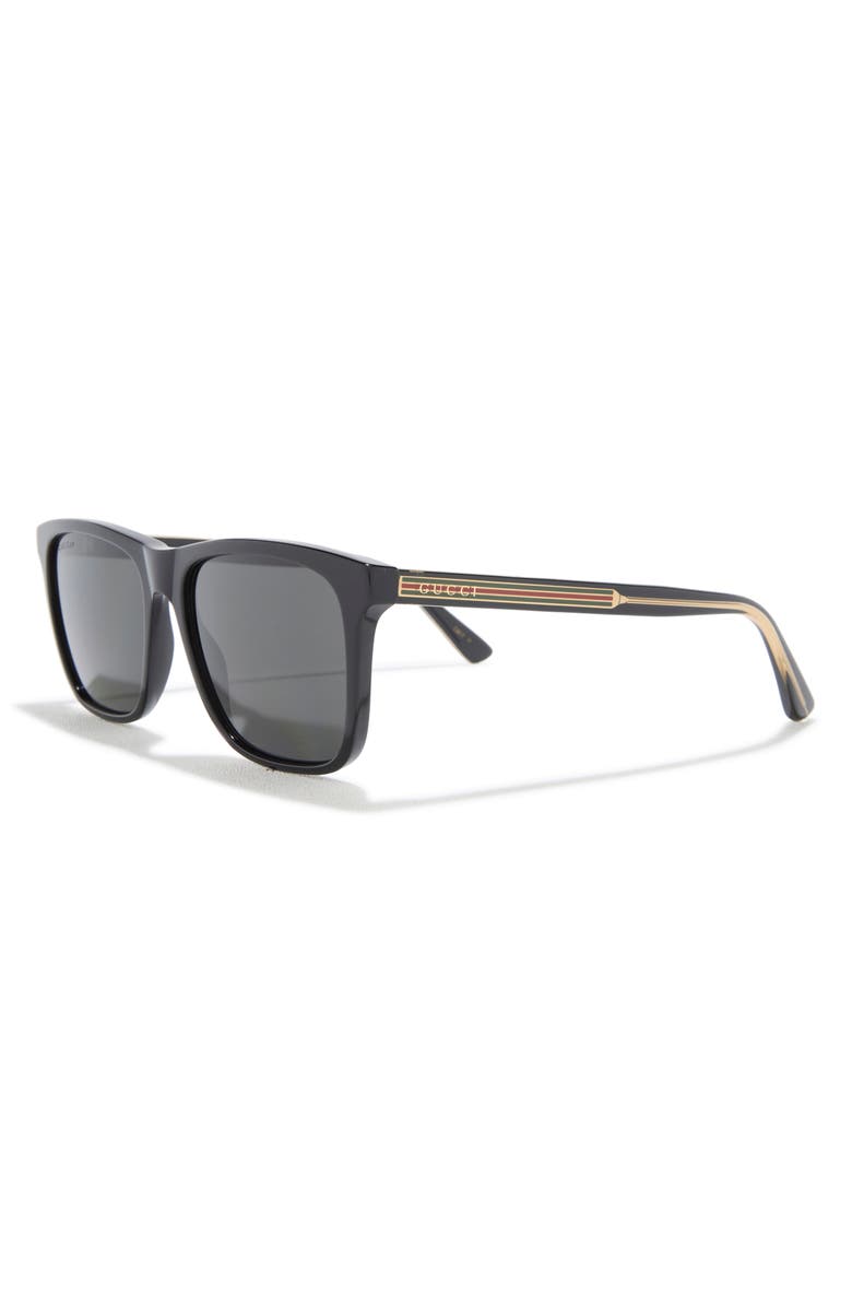Gucci 57mm Rectangular Sunglasses, Alternate, color, Black Black Grey