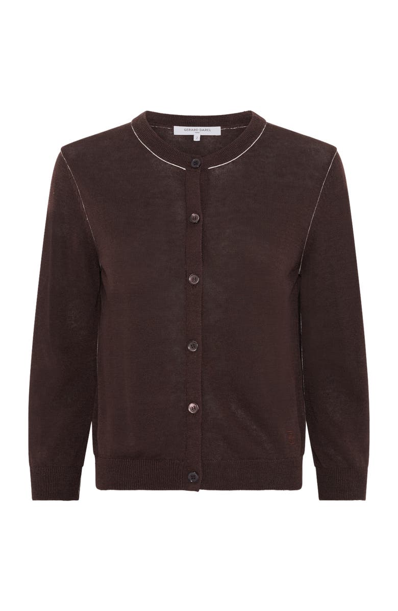 GERARD DAREL Lorys Contrast Trim Cardigan, Alternate, color, Brown