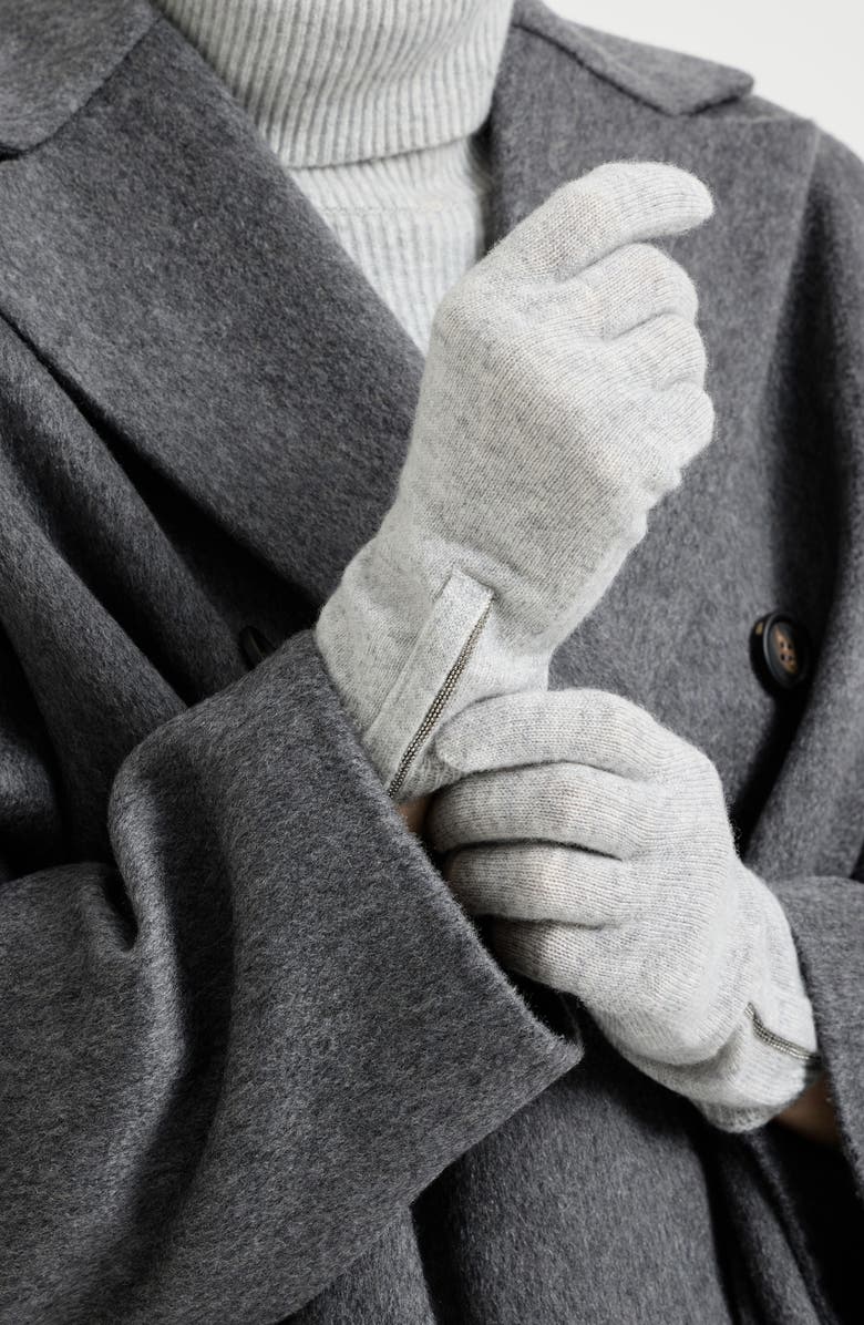 Brunello Cucinelli Knit gloves, Alternate, color, Light Grey