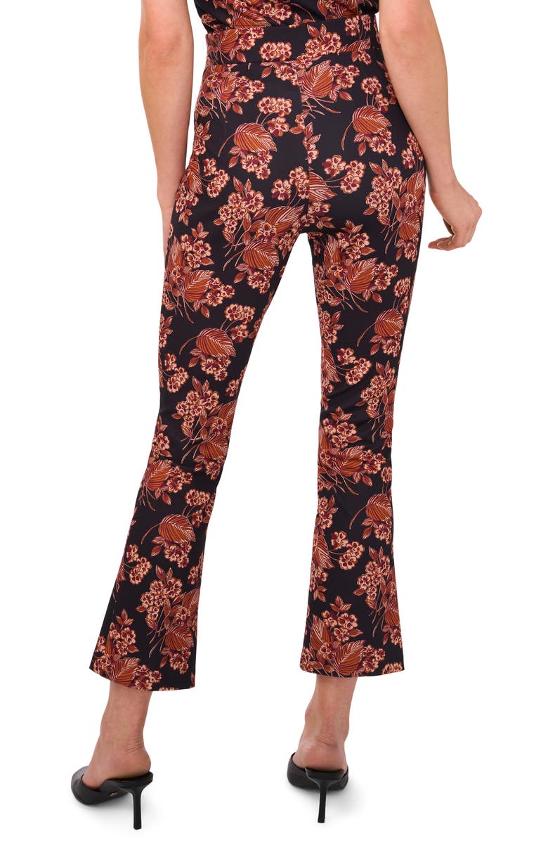 Ted Baker Floral Ankle Flare Leg Ponte Pants, Alternate, color, Leather Brown