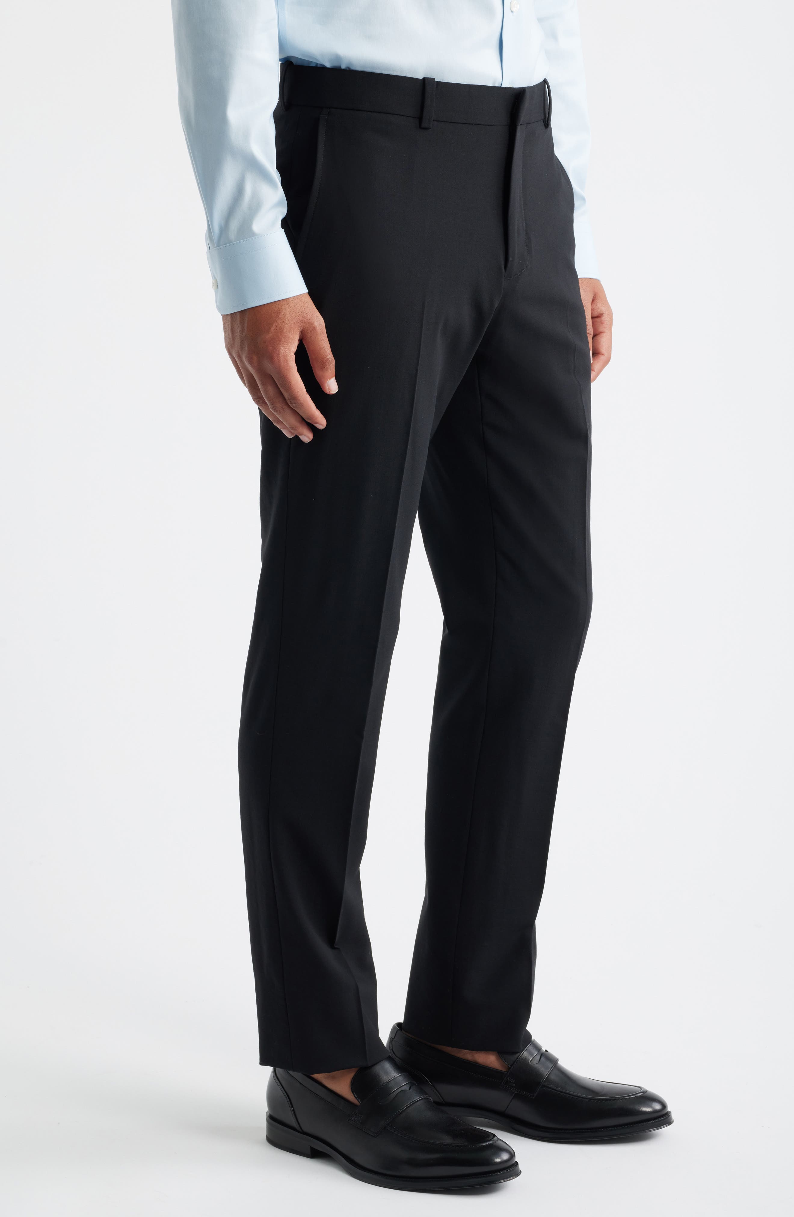 Мужские брюки Nordstrom Henrik Trim Fit Solid Stretch Wool Suit Pants — фото 4