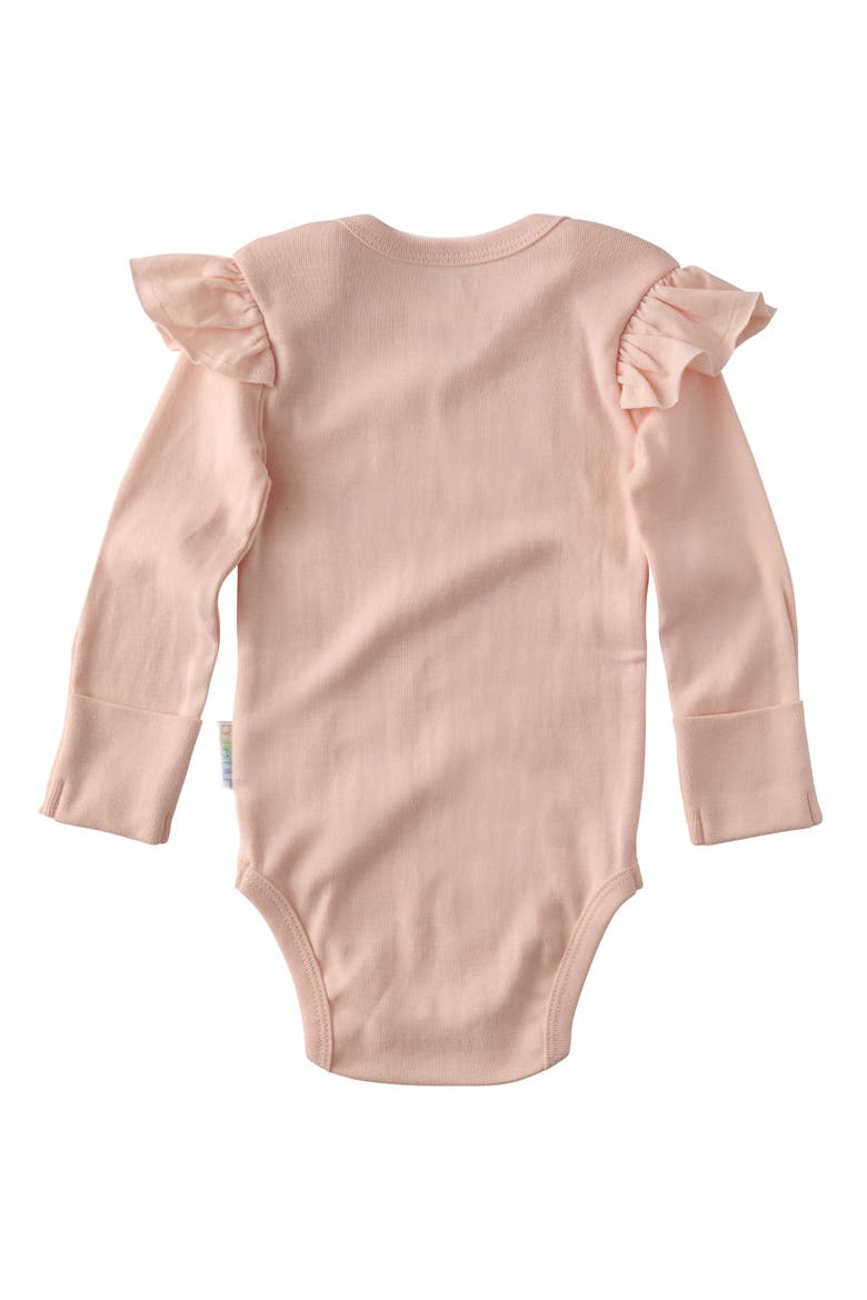 Ashley Ruffle Long Sleeve Organic Cotton 5-Pack Bodysuits, Alternate, color, SORBET