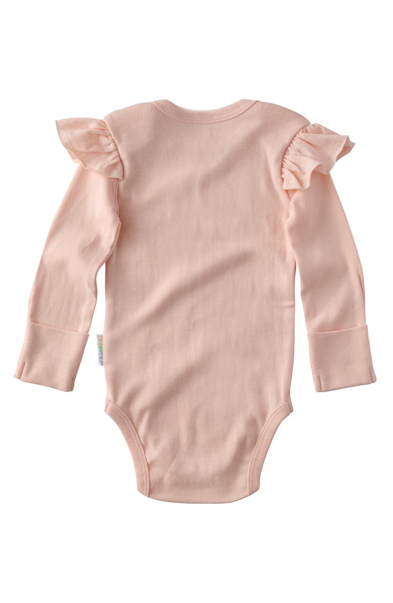 BUTTERBLU Ashley Ruffle Long Sleeve Organic Cotton 5-Pack Bodysuits, Alternate, color, Sorbet