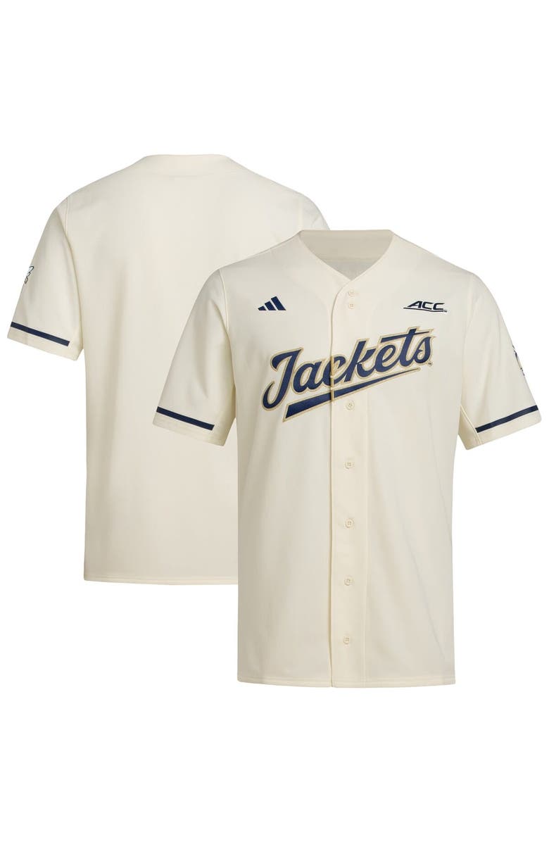 adidas Men's adidas  Cream Georgia Tech Yellow Jackets Replica Baseball Jersey, Main, color, 