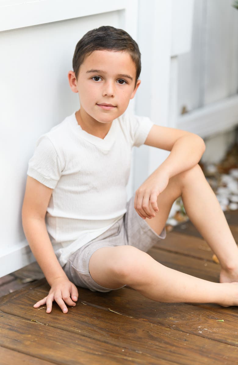 Manière Kids' V-Neck Stretch Cotton Gauze T-Shirt, Alternate, color, 