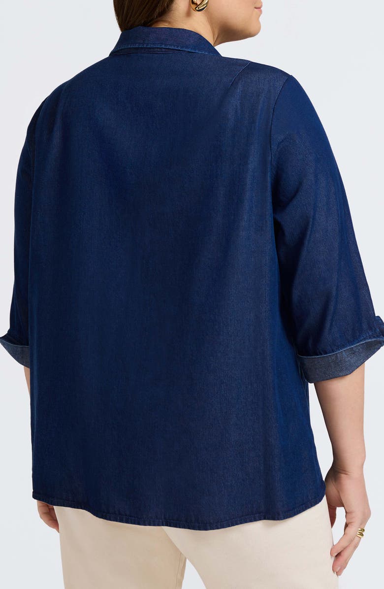 Foxcroft Agnes Denim Shirt, Alternate, color, Dark Wash