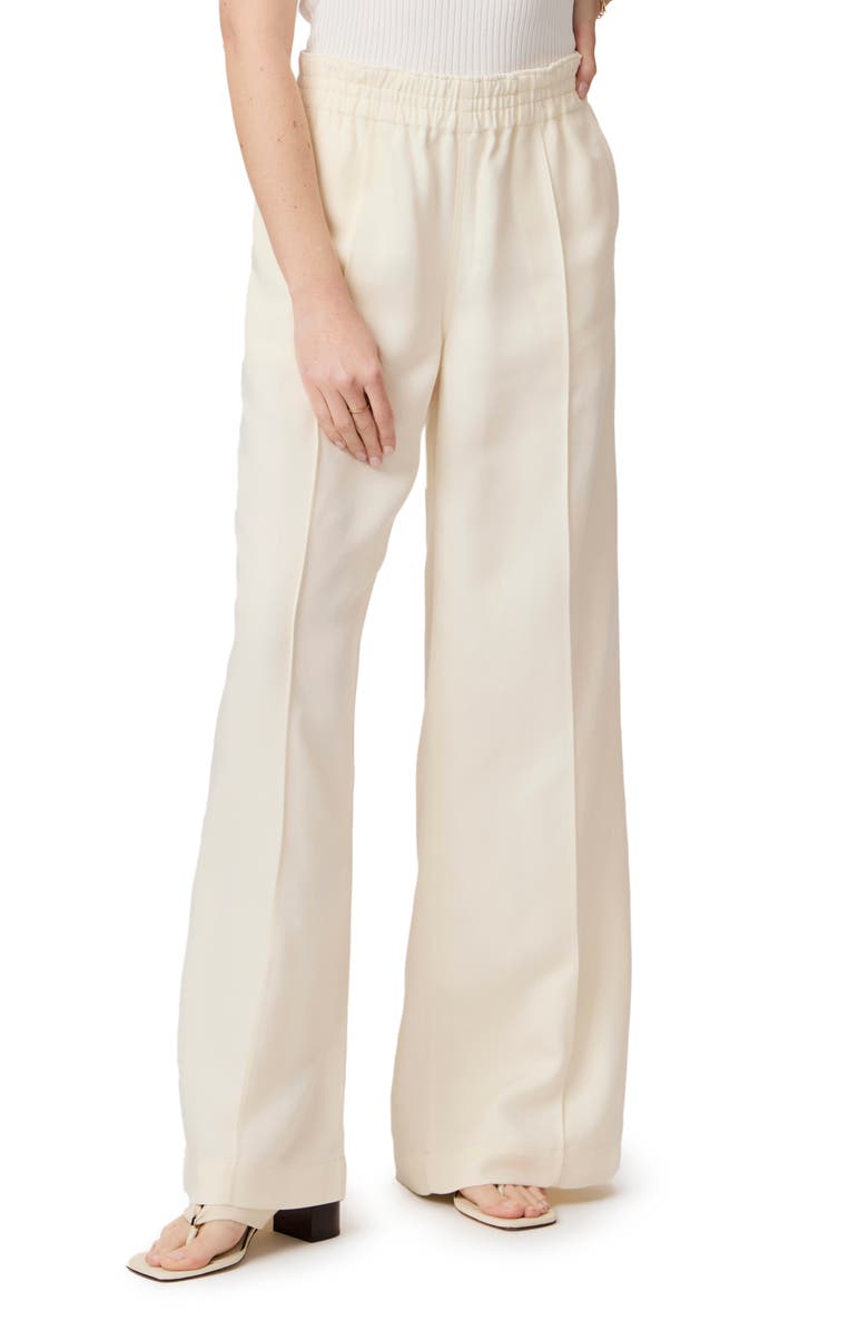 PAIGE Harper Elastic Waist Wide Leg Pants, Main, color, Soft Vanilla