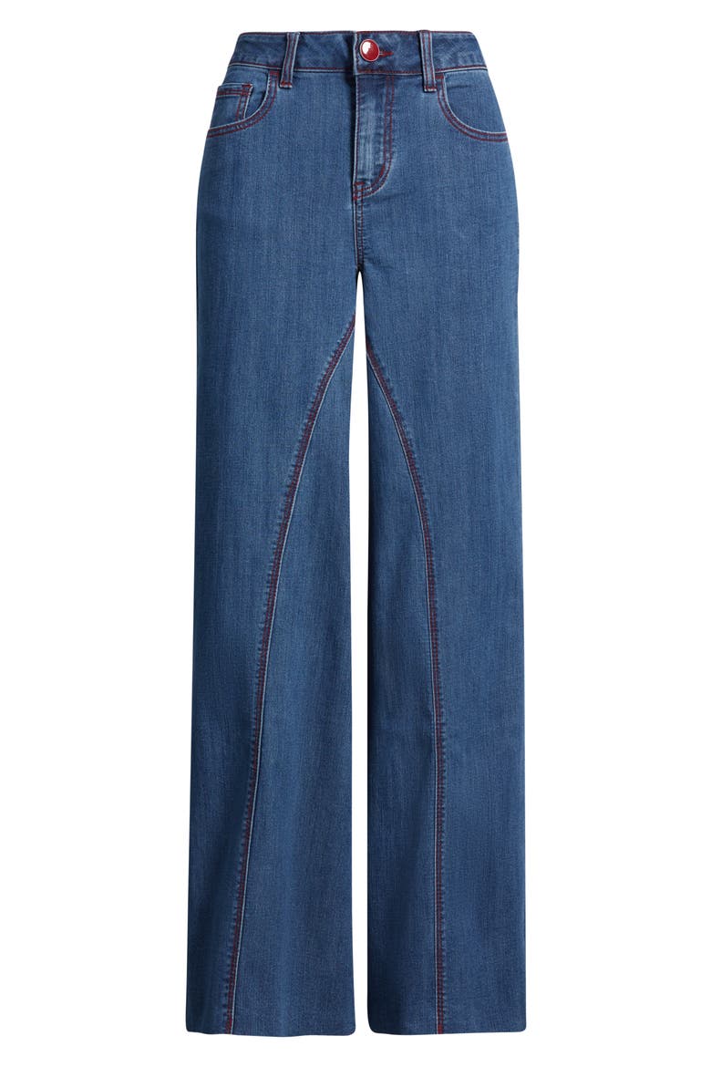 Seamed Raw Hem Wide Leg Jeans, Alternate, color, IMAN