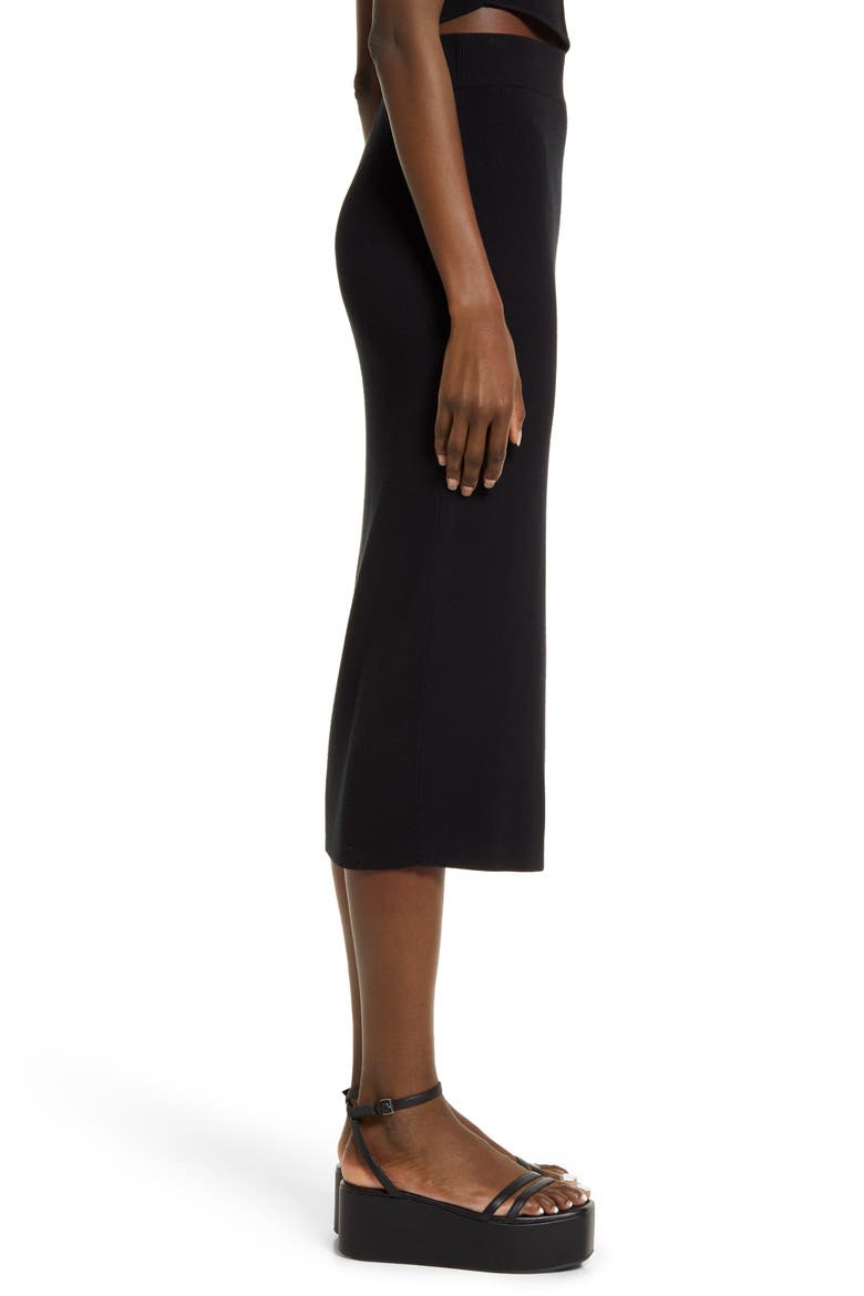 Rib Pencil Skirt, Alternate, color, BLACK