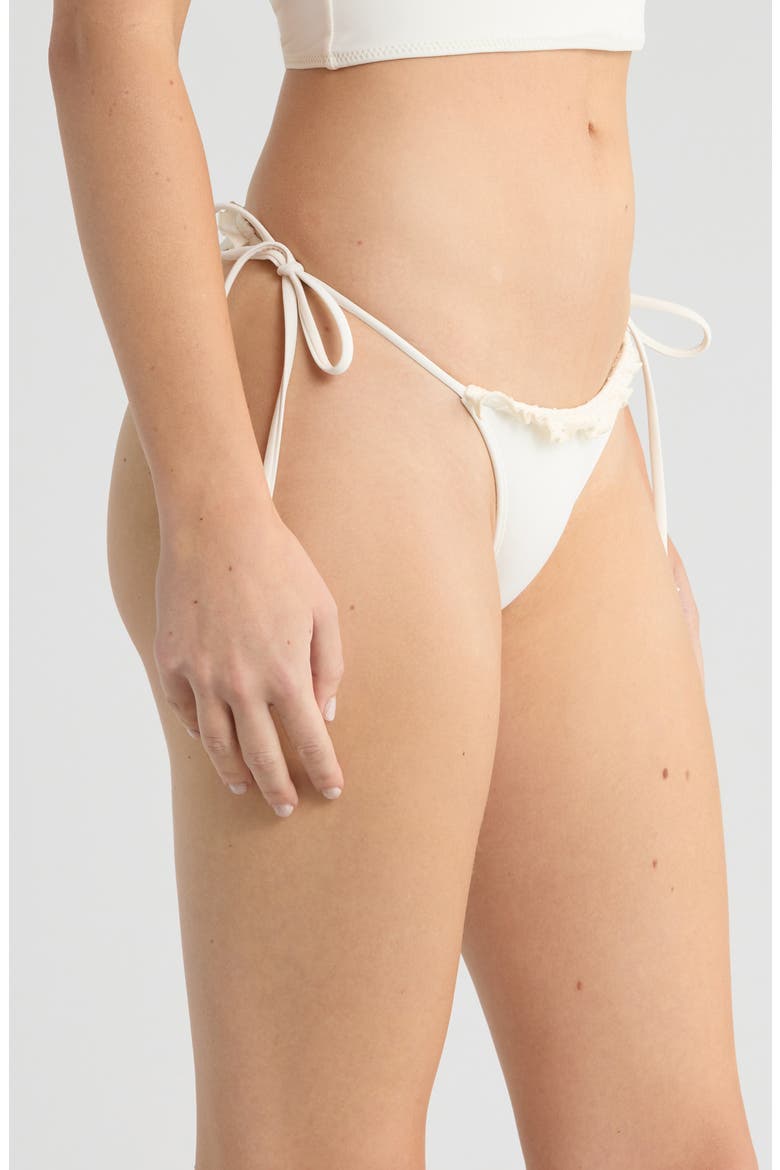 Sakura Ruffle Fixed Bow Bikini Bottoms, Alternate, color, GARDENIA