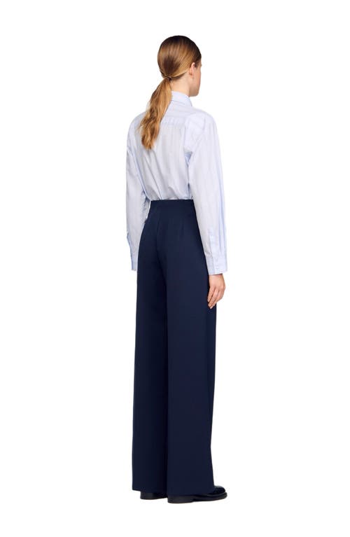 Sandro Asymmetric Straight Leg Trousers In Blue