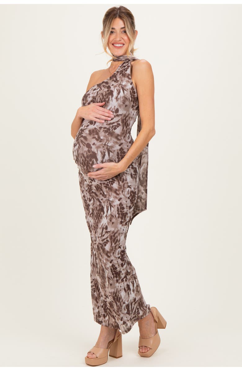 PinkBlush Printed Halter Maxi Dress, Alternate, color, Mocha