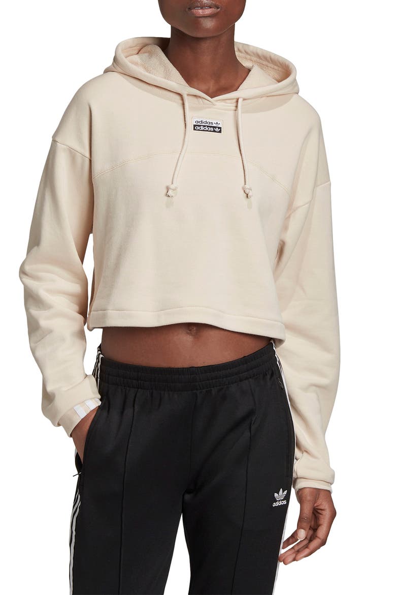 R.Y.V. Cropped French Terry Hoodie, Main, color, LINEN