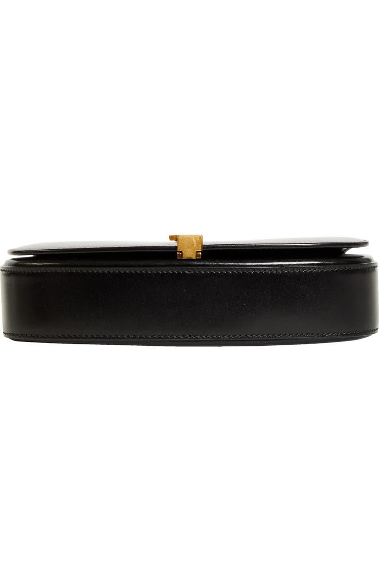 Saint Laurent Mini Cassandre Flap Leather Shoulder Bag, Alternate, color, Noir