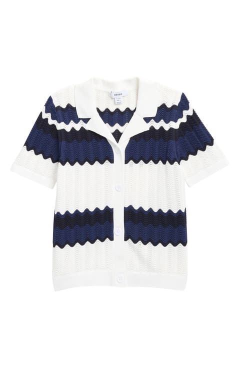 Kids' Alba Stripe Open Stitch Cotton Polo Sweater (Little Kid & Big Kid)