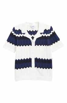 Reiss Kids' Alba Stripe Open Stitch Cotton Polo Sweater