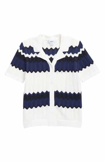 Reiss Kids' Alba Stripe Open Stitch Cotton Polo Sweater
