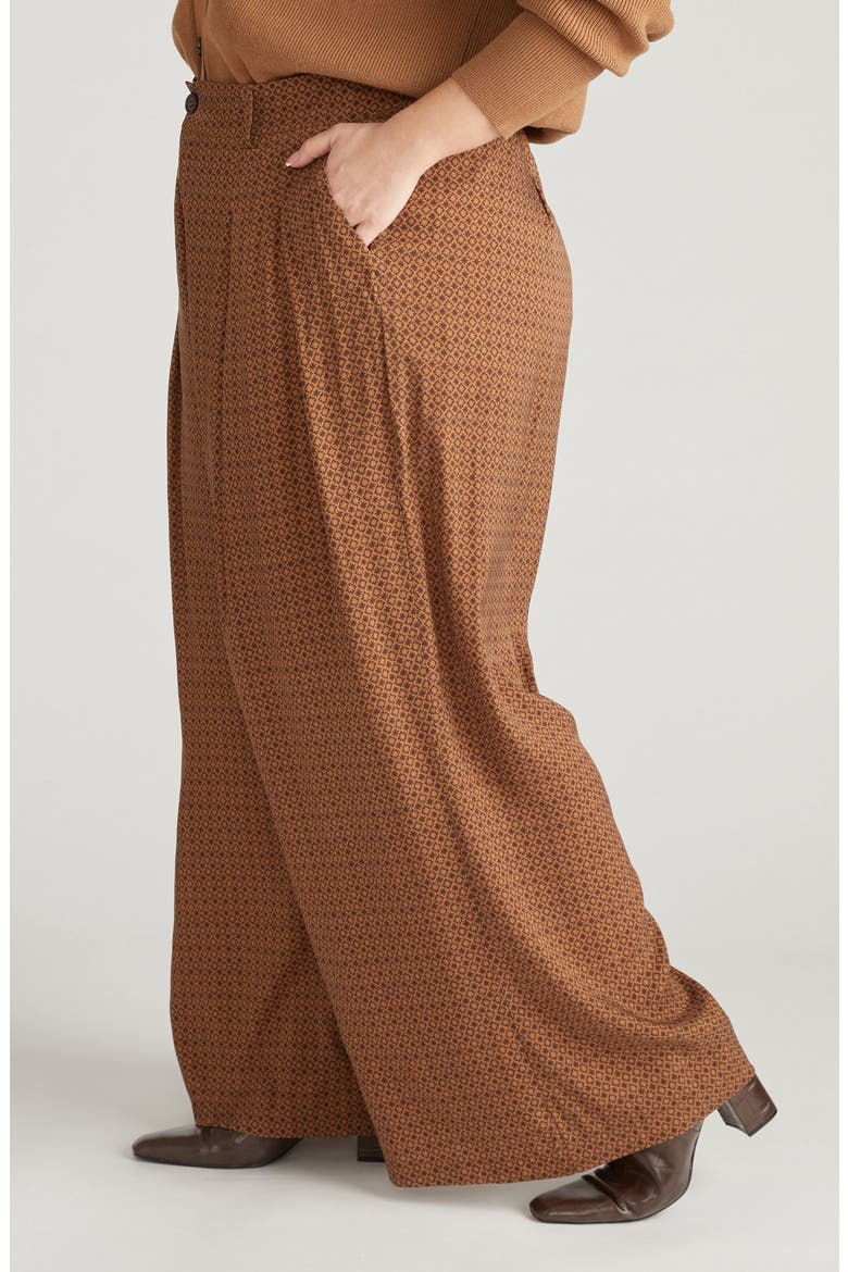 Cooling Cupro Wide Leg Pants, Alternate, color, BROWN HACIENDA PRINT
