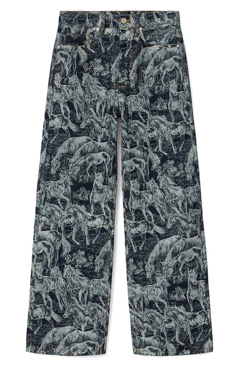 AllSaints Blake Leopard Print Wide Leg Jeans, Alternate, color, Printed Indigo