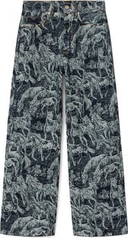 AllSaints Blake Leopard Print Wide Leg Jeans