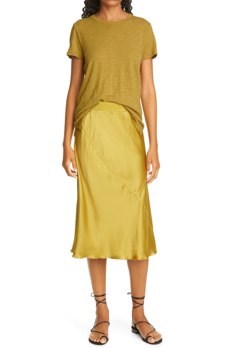 Pull-On Silk Skirt, Alternate, color, ANTIQUE GOLD