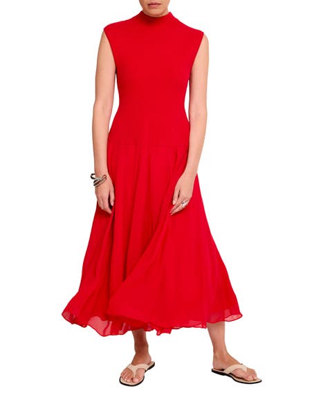 Sleeveless Drop Waist Knit Midi Dress