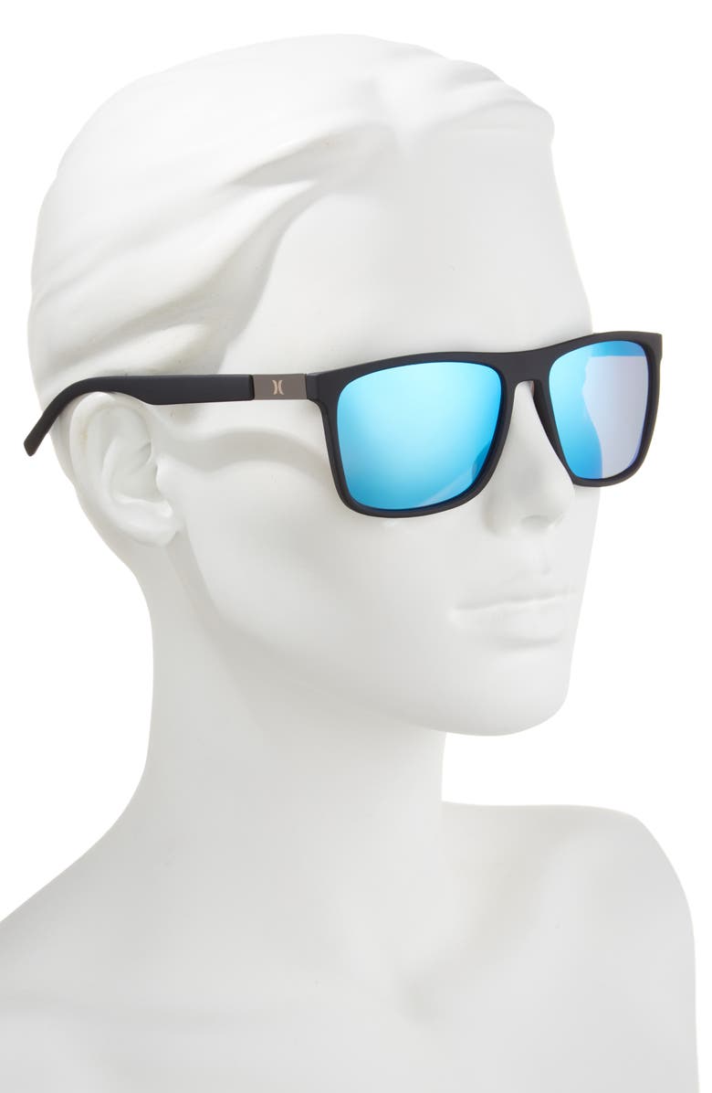 Hurley 48mm Square Sunglasses, Alternate, color, Rubberized Black