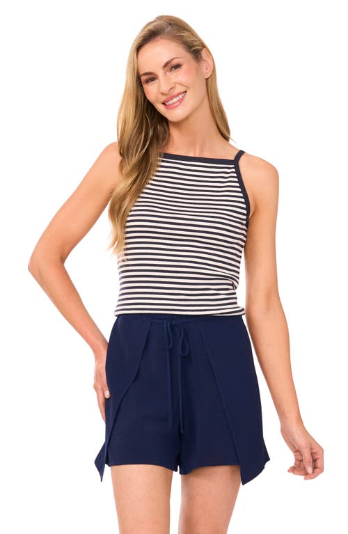 Cece Stripe Rib Tank In Blue
