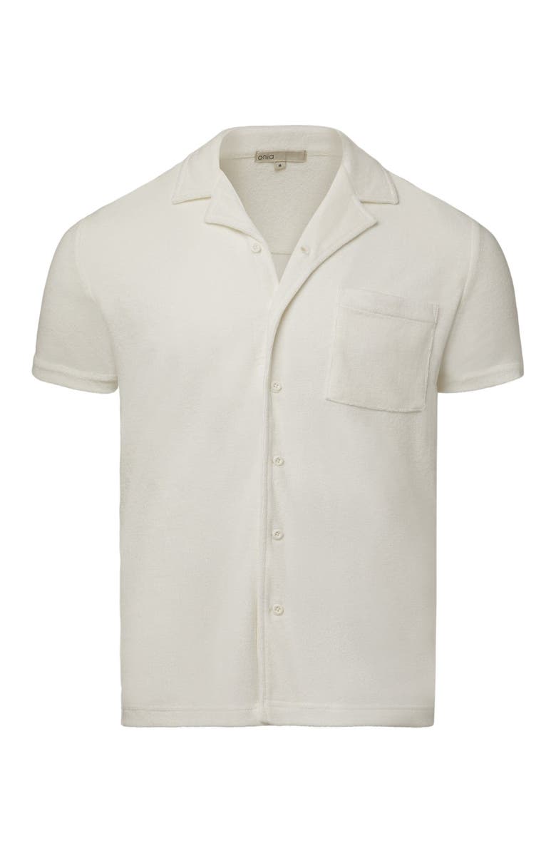 Onia Towel Terry Camp Shirt, Alternate, color, White