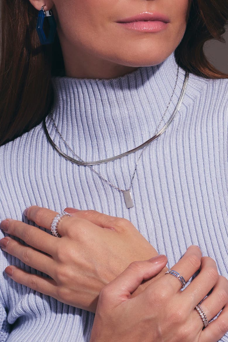 Herringbone Chain Necklace, Alternate, color, SILVER